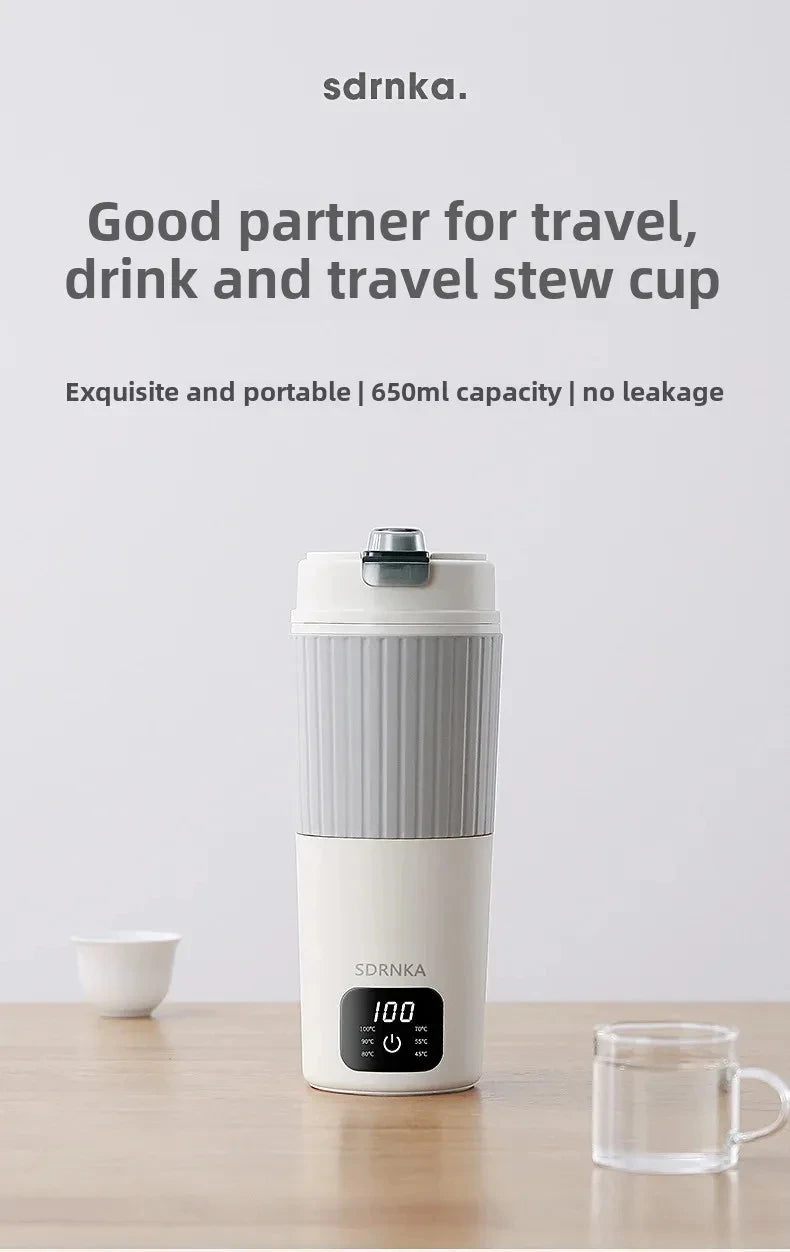650ml Portable Electric Kettle Travel Boil Water Cup Thermo Pot Smart Teapot Temperature Adjustment Kettle With LED Display