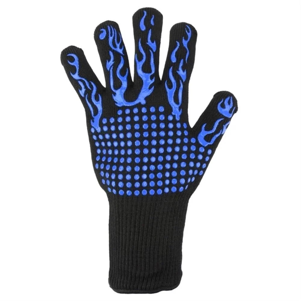 1pc Flame Retardant Non-slip BBQ Fire Glove Microwave Oven Gloves Oven Mitts Fireproof 300-500 Centigrade Extreme Heat Resistant