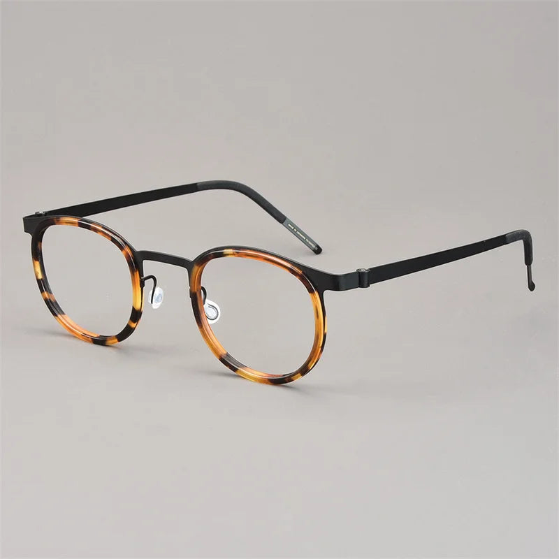 Denmark Ultralight Retro Round Glasses Frame Men Women 9704 Fashion Screwless Eyeglasses Titanium Acetate Oculos Classic Design