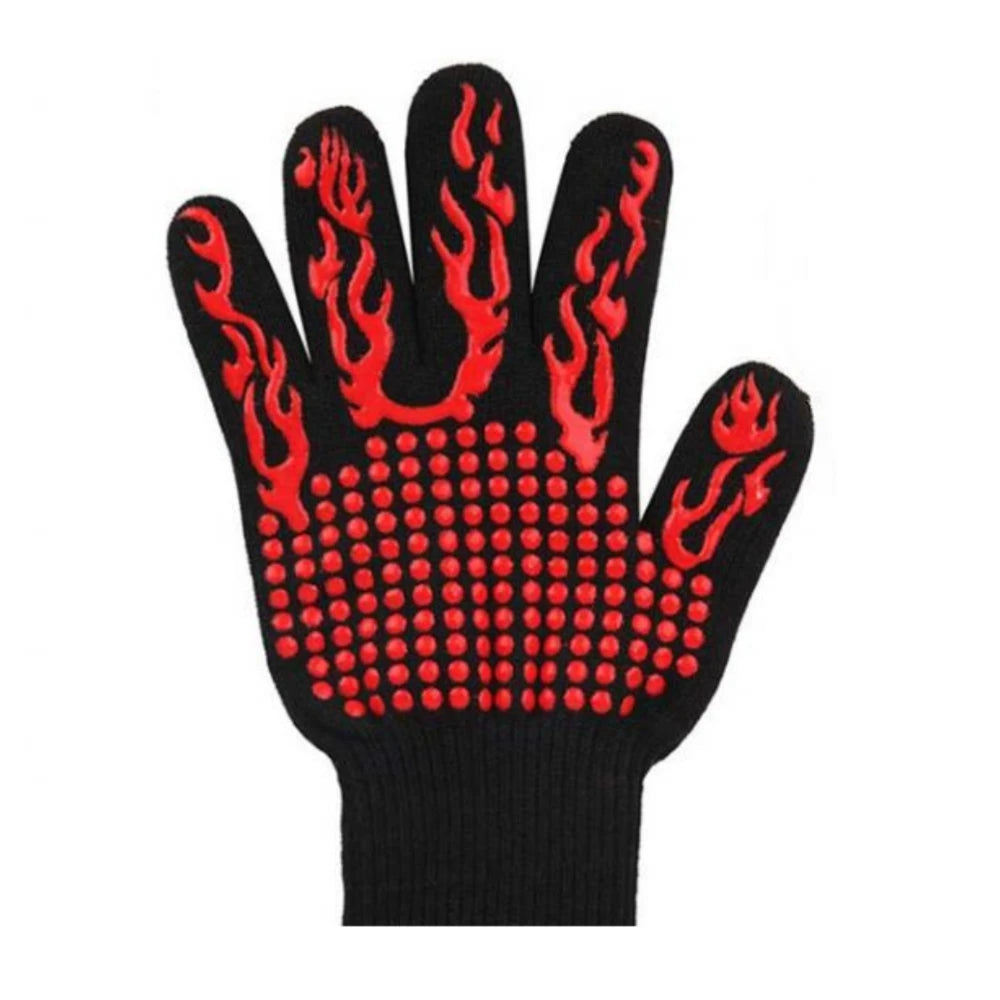 1pc Flame Retardant Non-slip BBQ Fire Glove Microwave Oven Gloves Oven Mitts Fireproof 300-500 Centigrade Extreme Heat Resistant