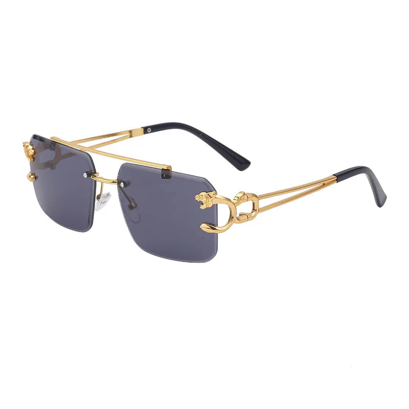 Box Trimmed Double Beam Leopard Head Sunglasses For Men And Women, UV Resistant Sunglasses, Trendy Sunglasses 90168