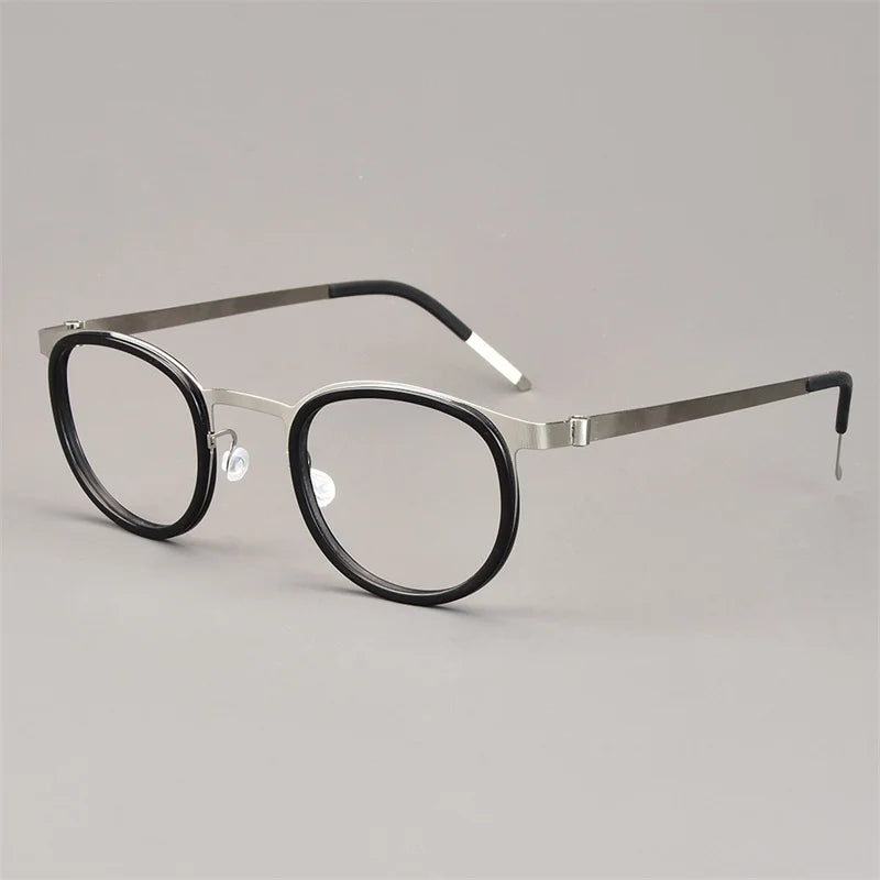 Denmark Ultralight Retro Round Glasses Frame Men Women 9704 Fashion Screwless Eyeglasses Titanium Acetate Oculos Classic Design