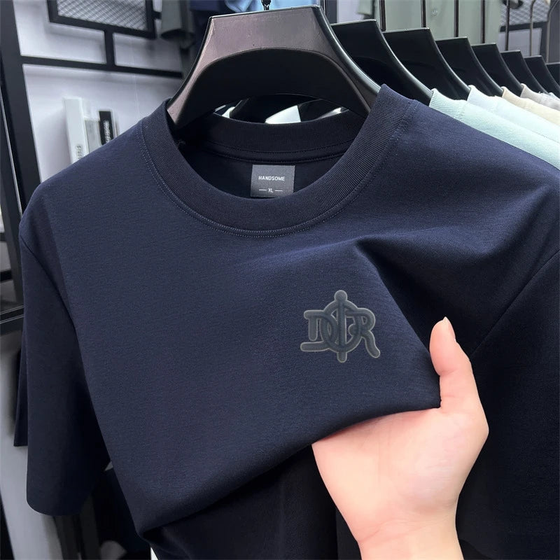 2026 New Light Luxury Men's T-shirt, Round Neck Letter Print Brand Short-sleeve, Stylish and Breathable Men's Top