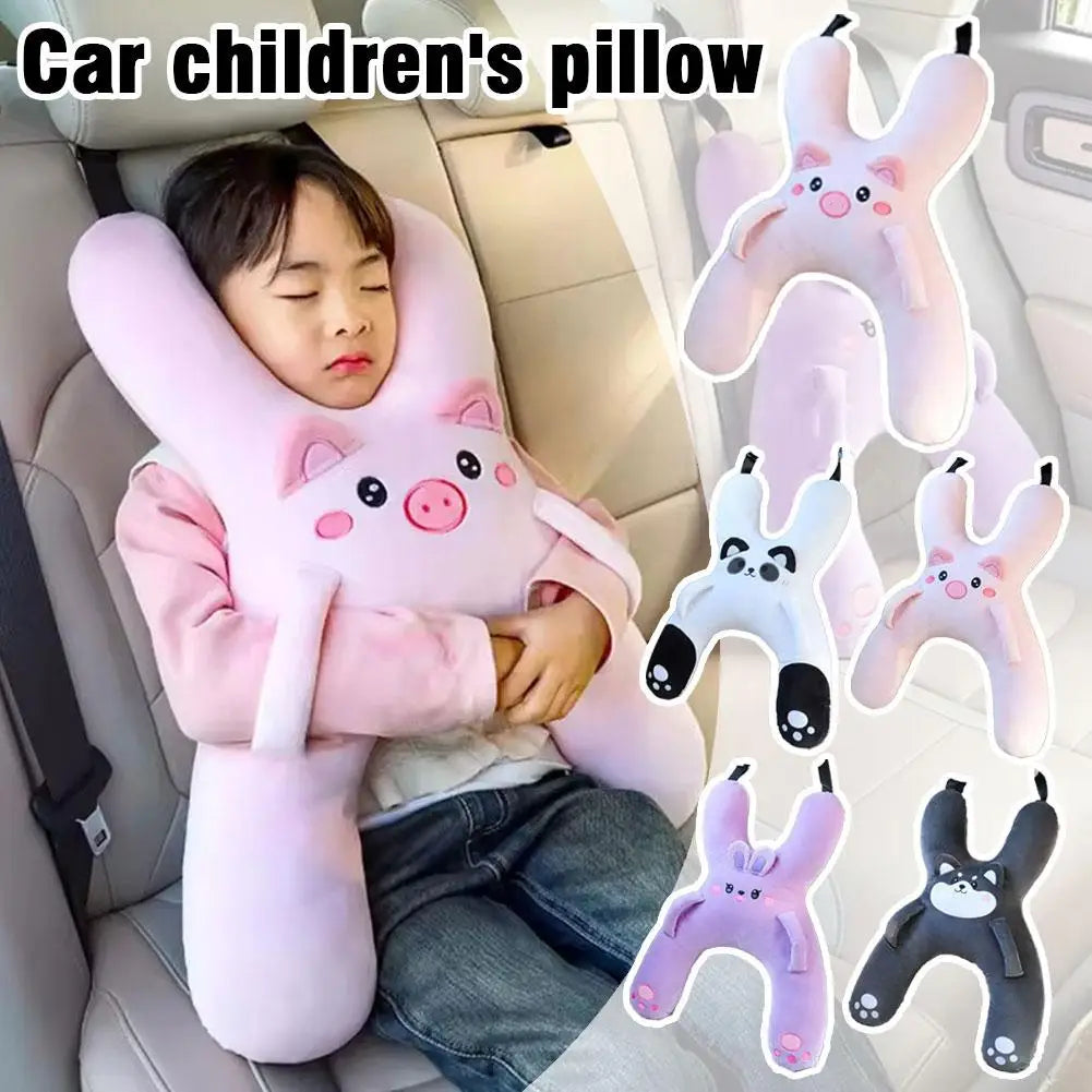 1Set Car Cute Cartoon Pillow Car Mounted Child Sleeping Pillow Car Removable Comfortable Breathable Headrest Lumbar Support