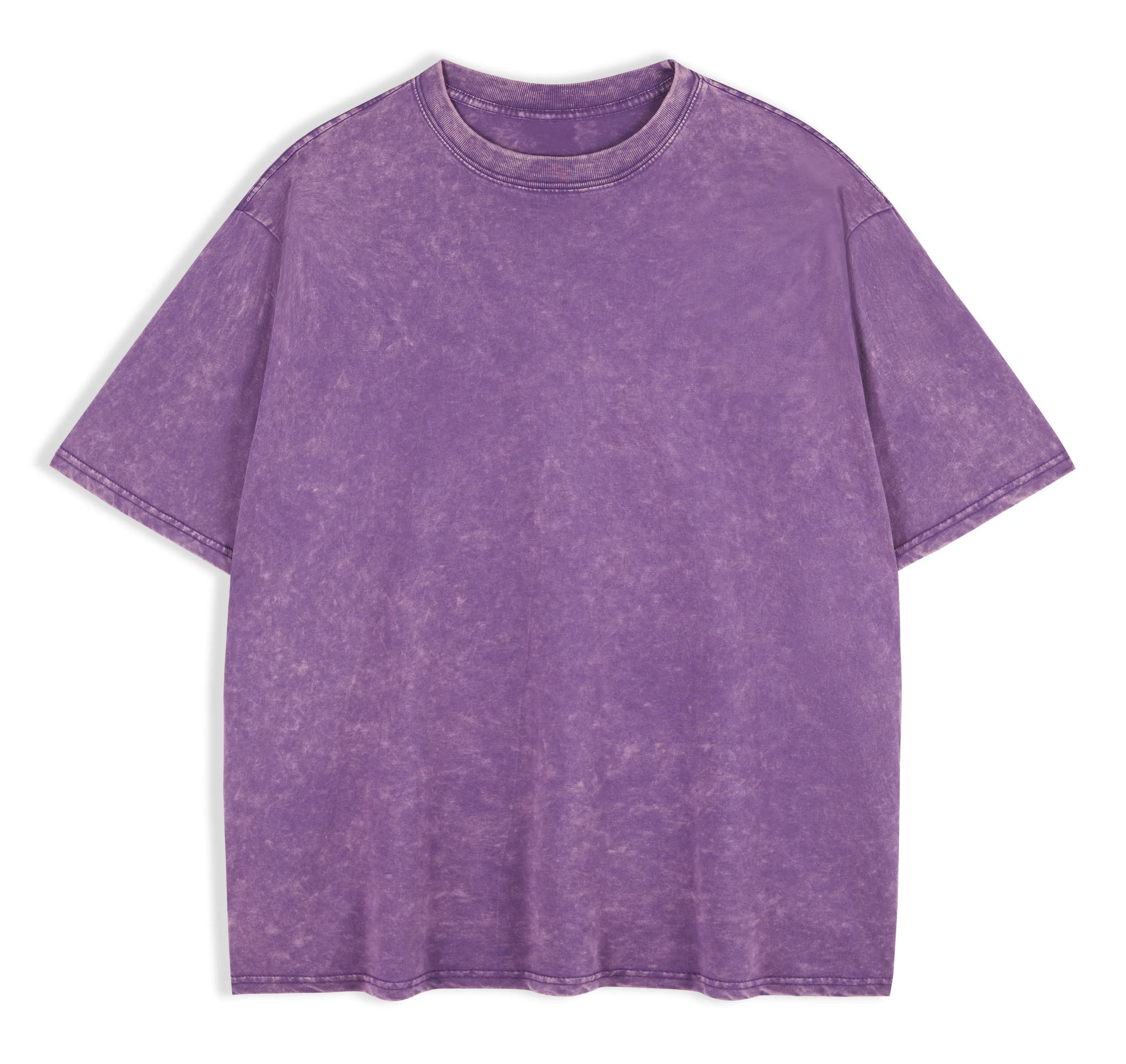 230g 100% Cotton Retro Punk T-shirt Drop Shoulder Sleeve Men Women Vintage Short Sleeved T Shirts Solid Color Hip Hop Loose Tees