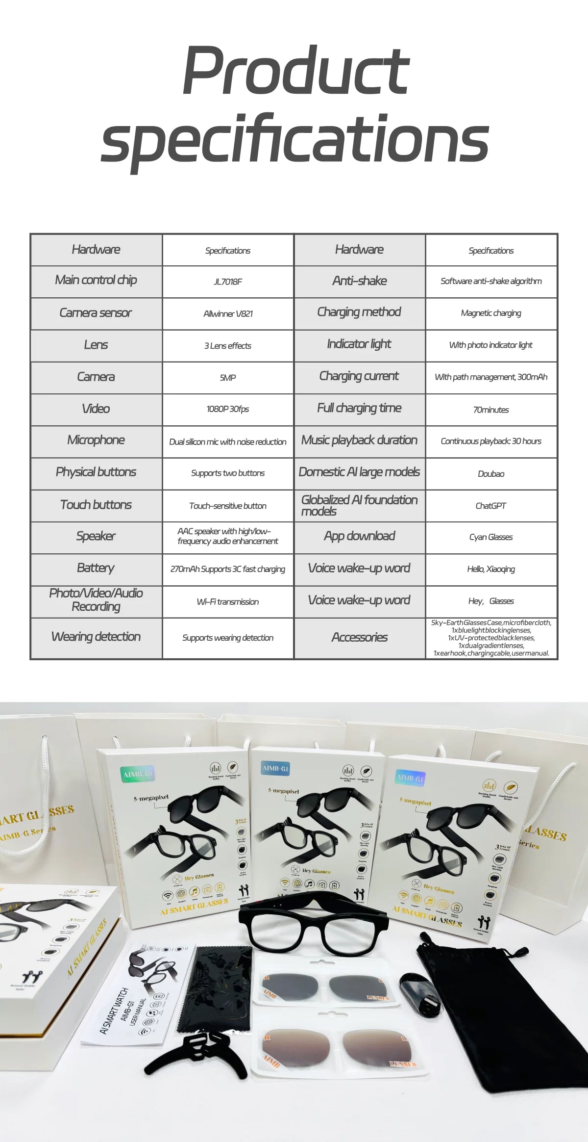 500W AI Smart Camera Sunglasses 3in1 lens ChatGPT Translation Voice Control WiFi Bluetooth HD1080P Shooting Intelligent Glasses