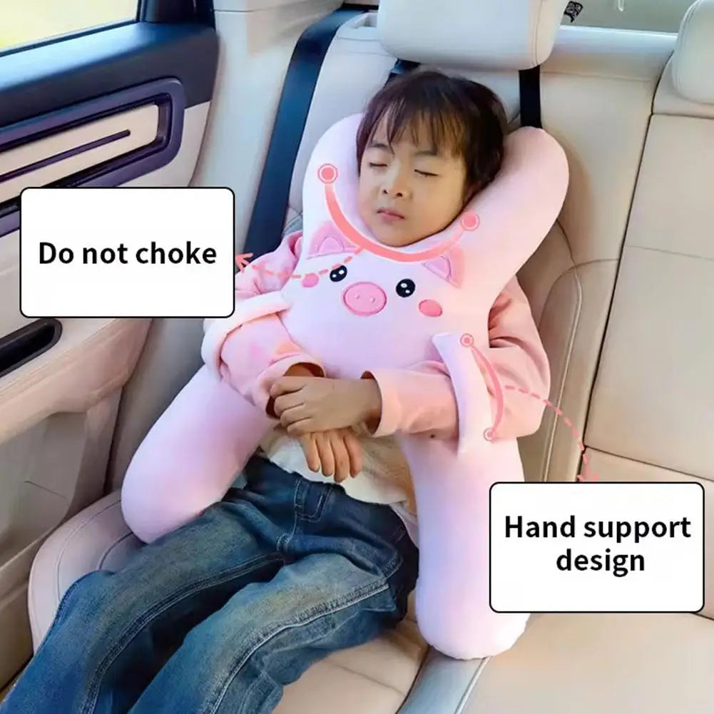 1Set Car Cute Cartoon Pillow Car Mounted Child Sleeping Pillow Car Removable Comfortable Breathable Headrest Lumbar Support