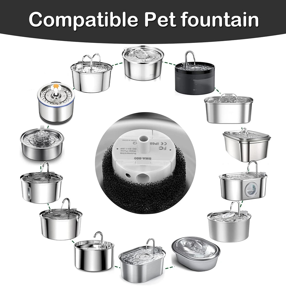 1pc Water Pump For Pet Fountain Stainless Steel Water Feeder Water Pump SMA-800 Ultra-Quiet USB（No Plug Only Water Pump ）
