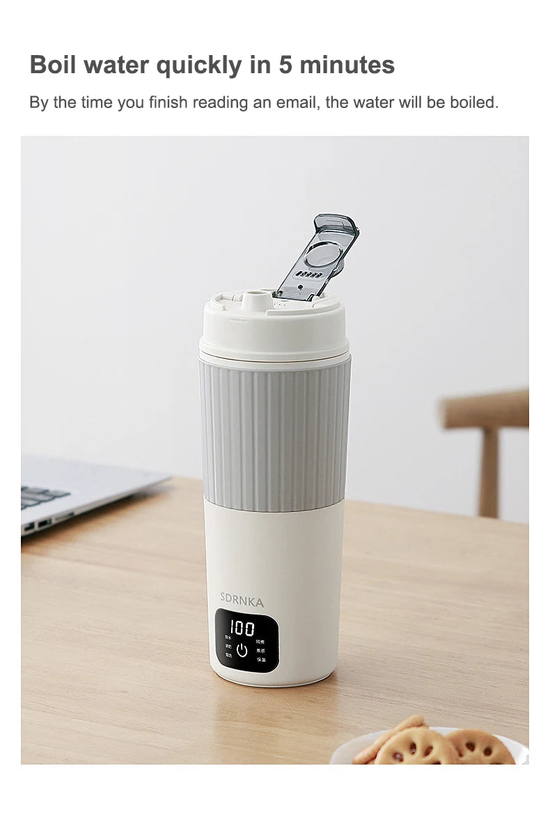 650ml Portable Electric Kettle Travel Boil Water Cup Thermo Pot Smart Teapot Temperature Adjustment Kettle With LED Display