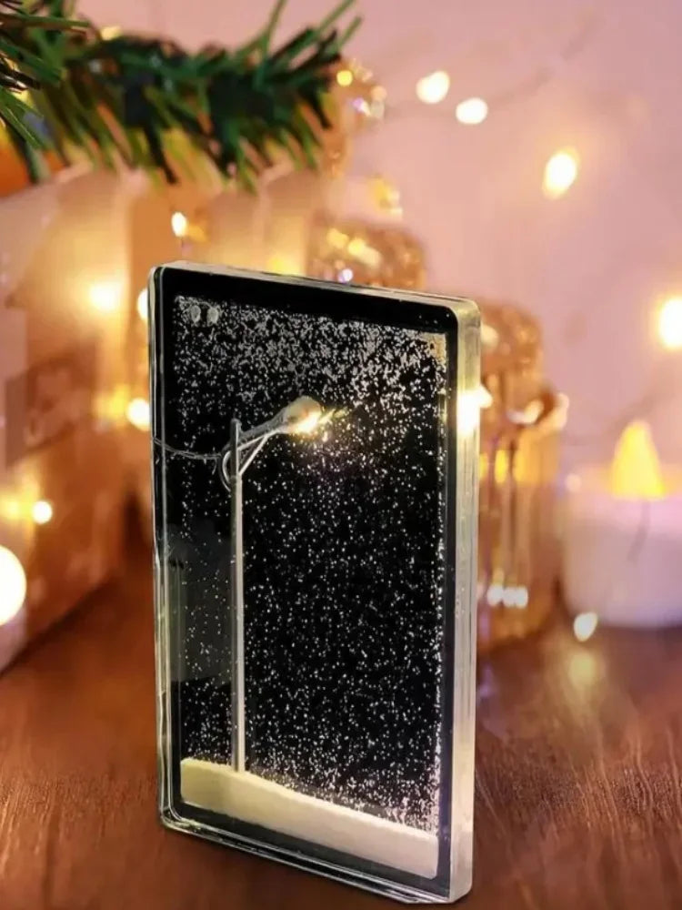 2025 Christmas Crafts Snowy Night Lamp Decor Arts And Crafts Night Street Lamps for Girls Snow Scene Night Light Desk Light