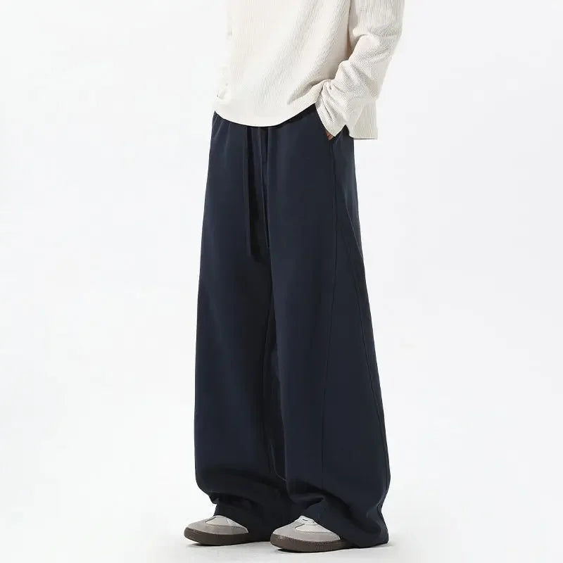 American Heavyweight Sports Sweatpants for Men in The Summer of 2025, New Straight-leg Casual Wide-leg Long Pants