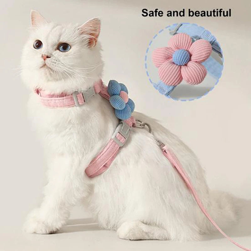Cat cartoon cross shaped shoulder strap with adjustable size and traction rope for outdoor use suitable for cat traction