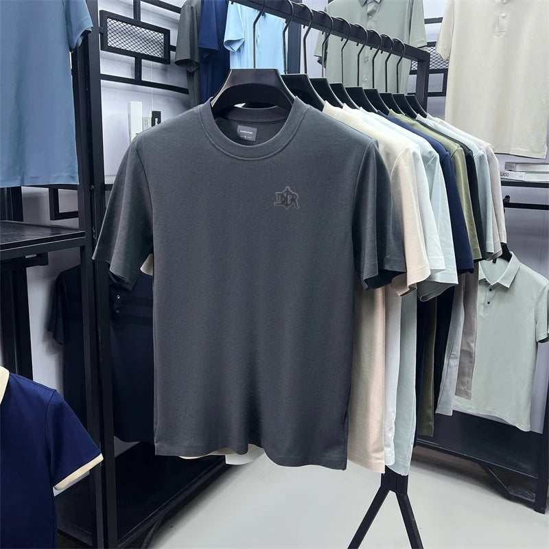 2026 New Light Luxury Men's T-shirt, Round Neck Letter Print Brand Short-sleeve, Stylish and Breathable Men's Top