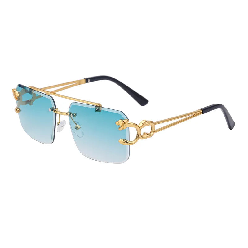Box Trimmed Double Beam Leopard Head Sunglasses For Men And Women, UV Resistant Sunglasses, Trendy Sunglasses 90168