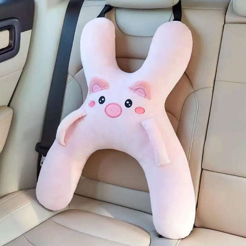 1Set Car Cute Cartoon Pillow Car Mounted Child Sleeping Pillow Car Removable Comfortable Breathable Headrest Lumbar Support