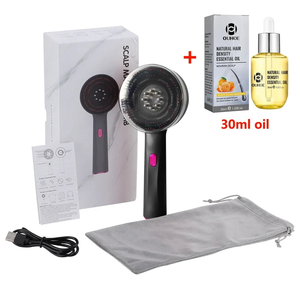 3 Modes Electric Massage Comb Portable Red Light Laser Comb for Hair Follicle Hair Follicles On The Head Essence Oil Applicator