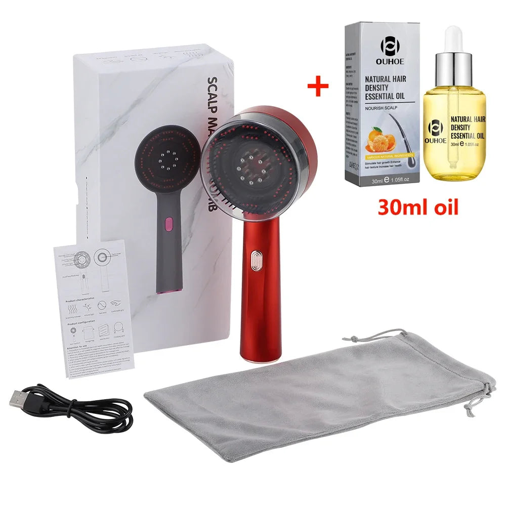 3 Modes Electric Massage Comb Portable Red Light Laser Comb for Hair Follicle Hair Follicles On The Head Essence Oil Applicator