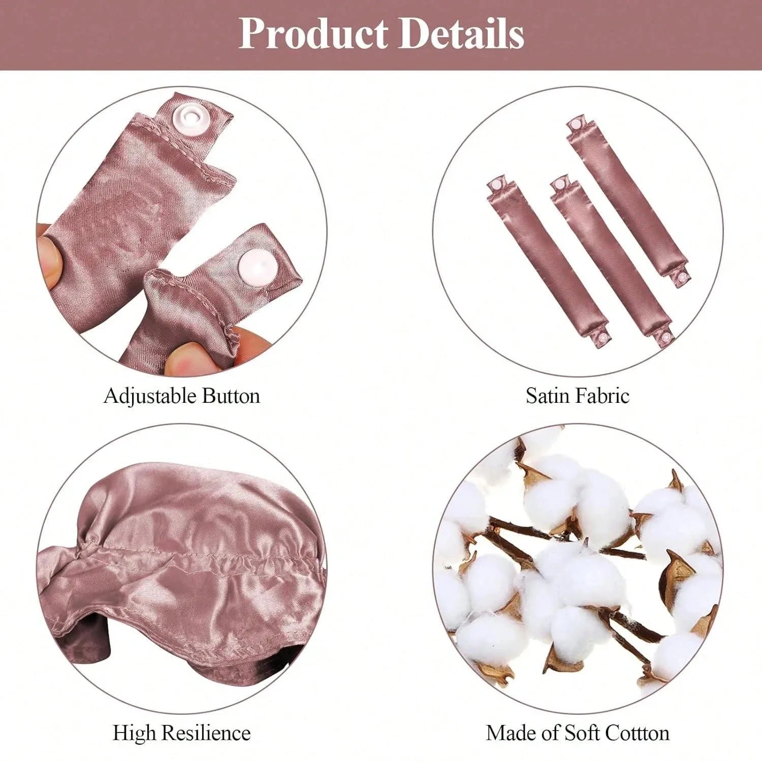 3pc Satin Heatless Curling Rod with Hair Caps, Soft Overnight Curling Rod Headband for Long Hair, DIY Hairstyling Tools