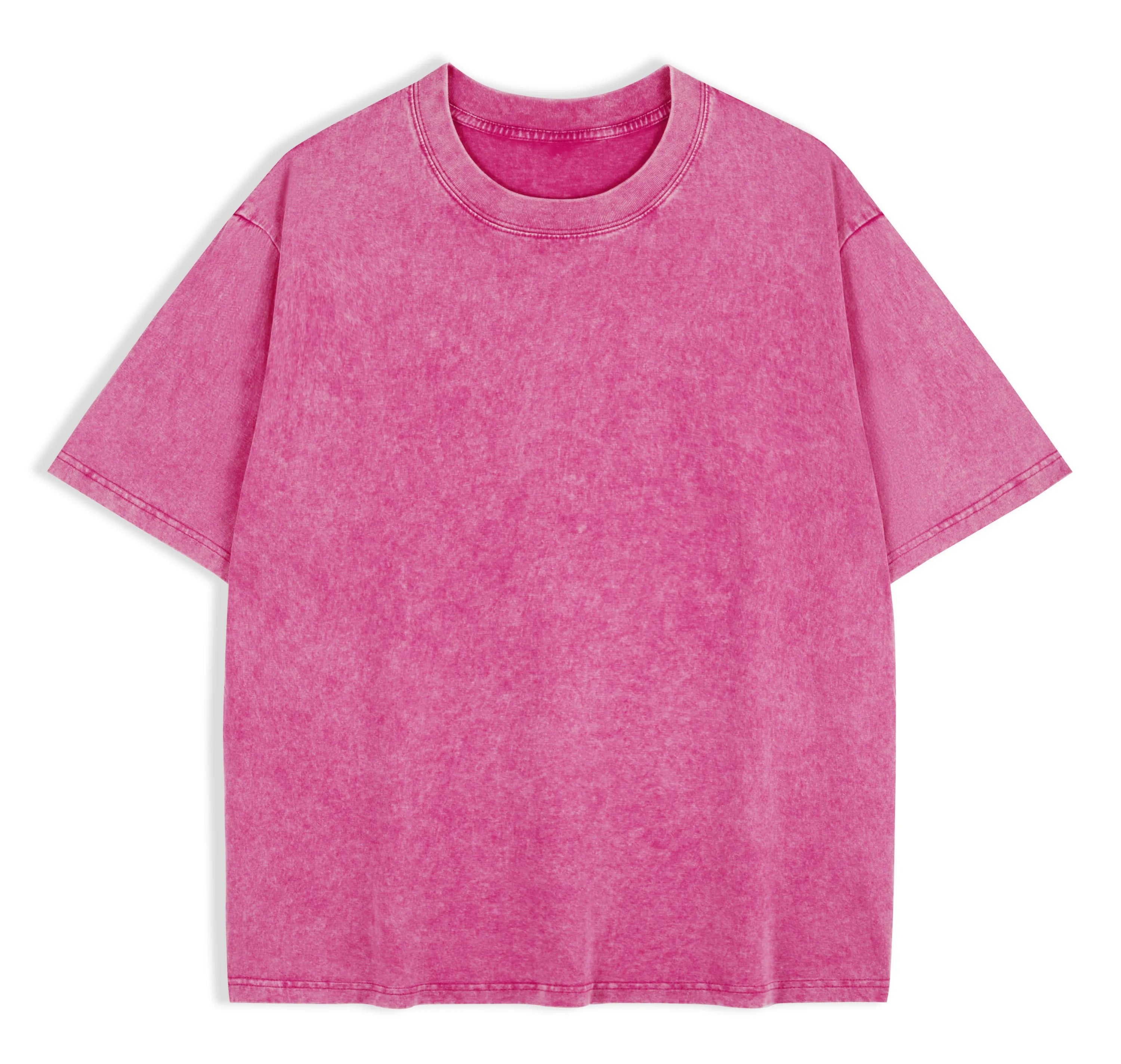 230g 100% Cotton Retro Punk T-shirt Drop Shoulder Sleeve Men Women Vintage Short Sleeved T Shirts Solid Color Hip Hop Loose Tees