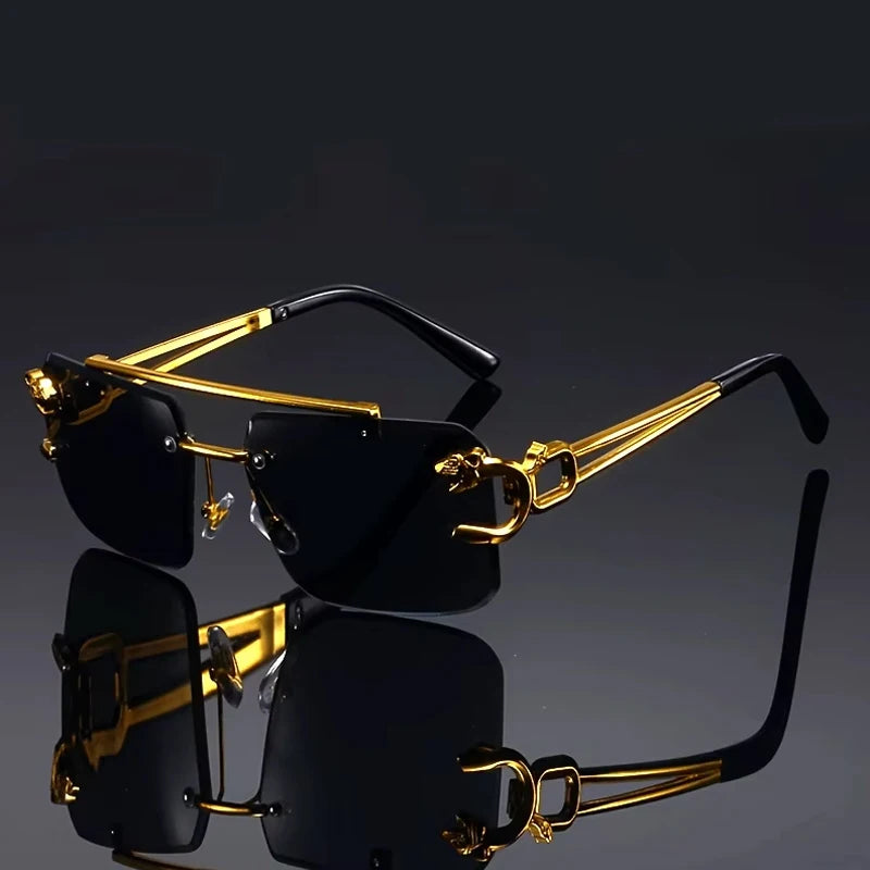 Box Trimmed Double Beam Leopard Head Sunglasses For Men And Women, UV Resistant Sunglasses, Trendy Sunglasses 90168