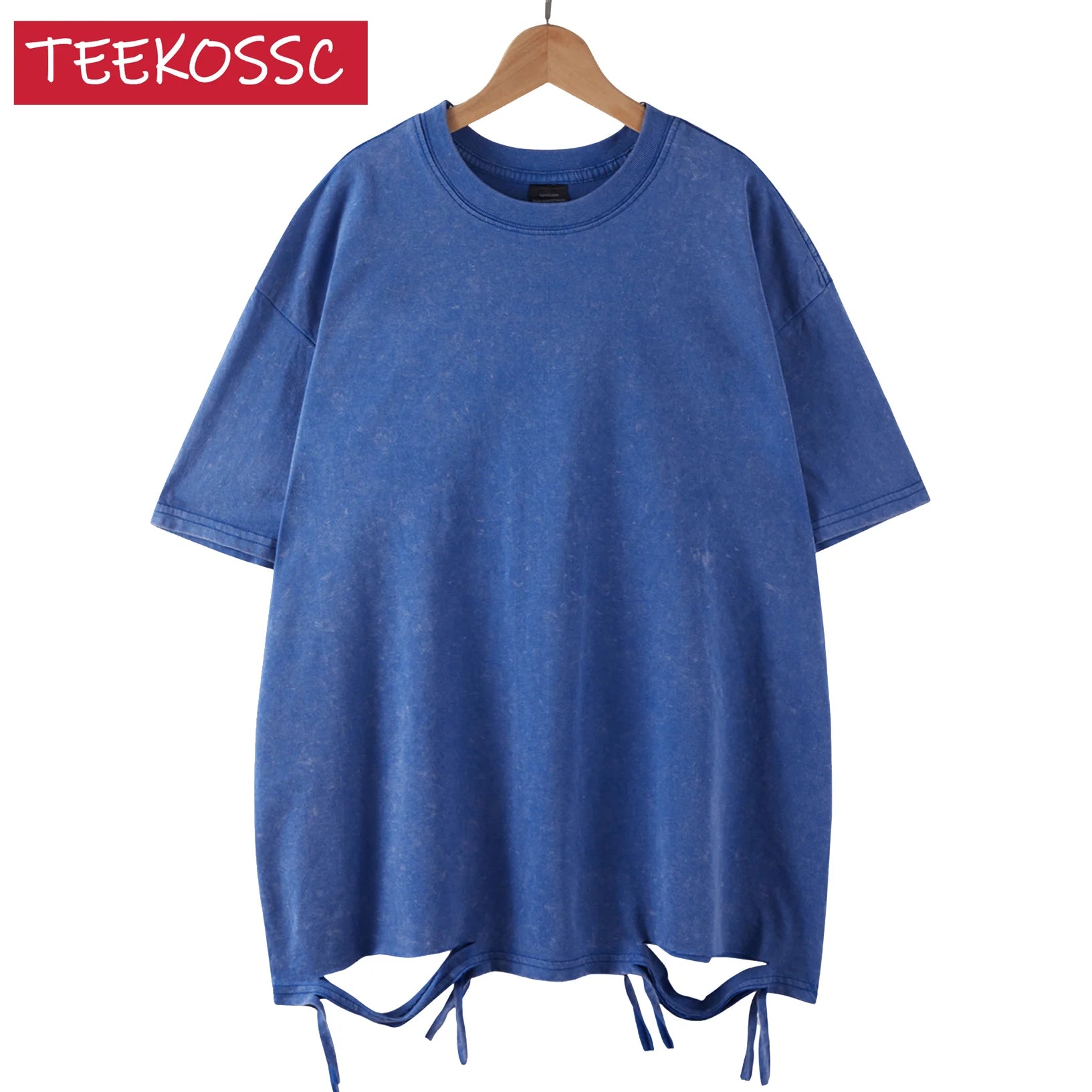 230g 100% Cotton Retro Punk T-shirt Drop Shoulder Sleeve Men Women Vintage Short Sleeved T Shirts Solid Color Hip Hop Loose Tees