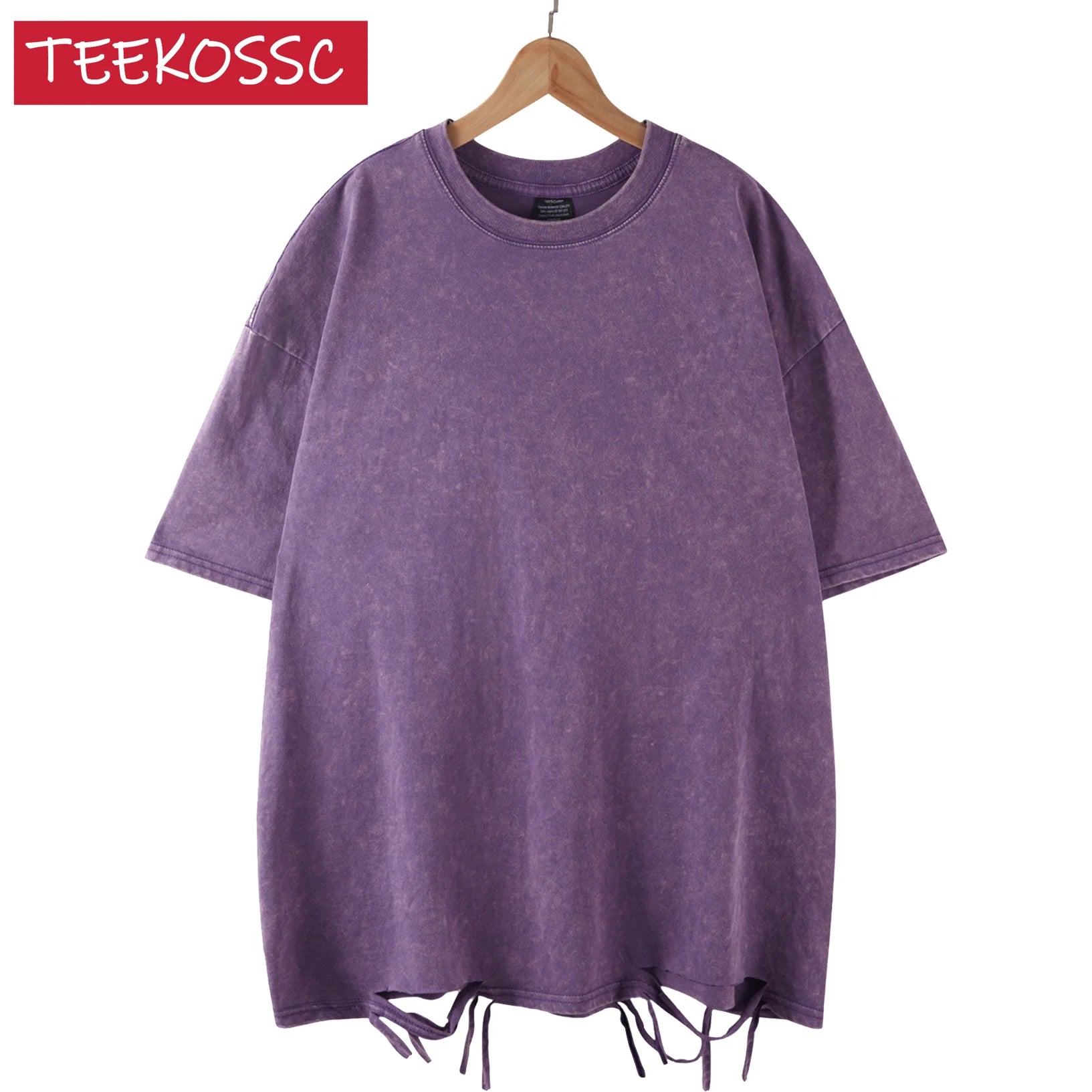 230g 100% Cotton Retro Punk T-shirt Drop Shoulder Sleeve Men Women Vintage Short Sleeved T Shirts Solid Color Hip Hop Loose Tees