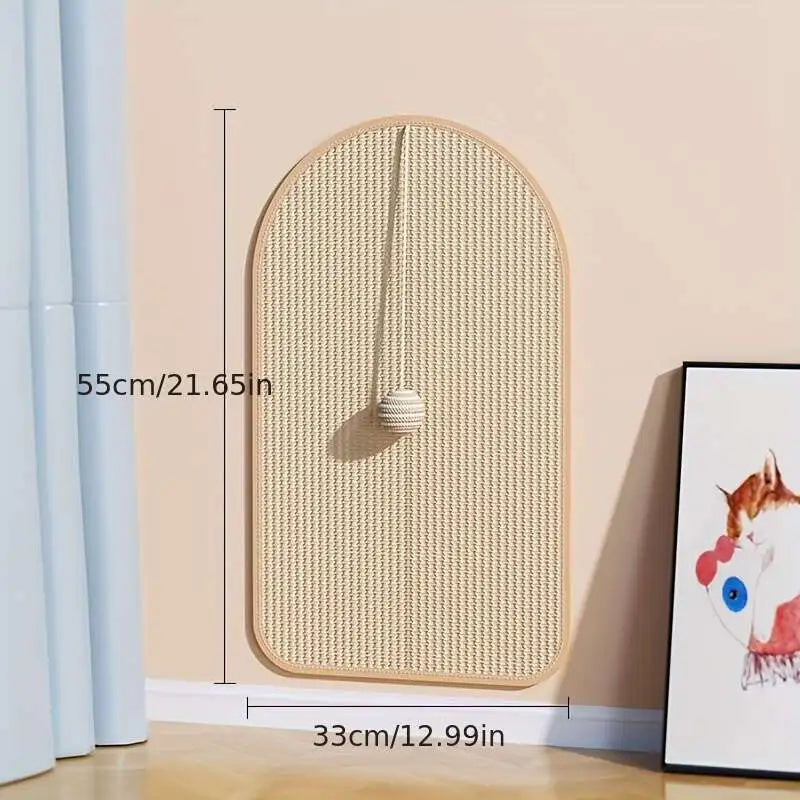 3-in-1 Sisal Cat Station: Washable Scratching Pad + Hanging Ball Toy & Self-Adhesive Wall Panel