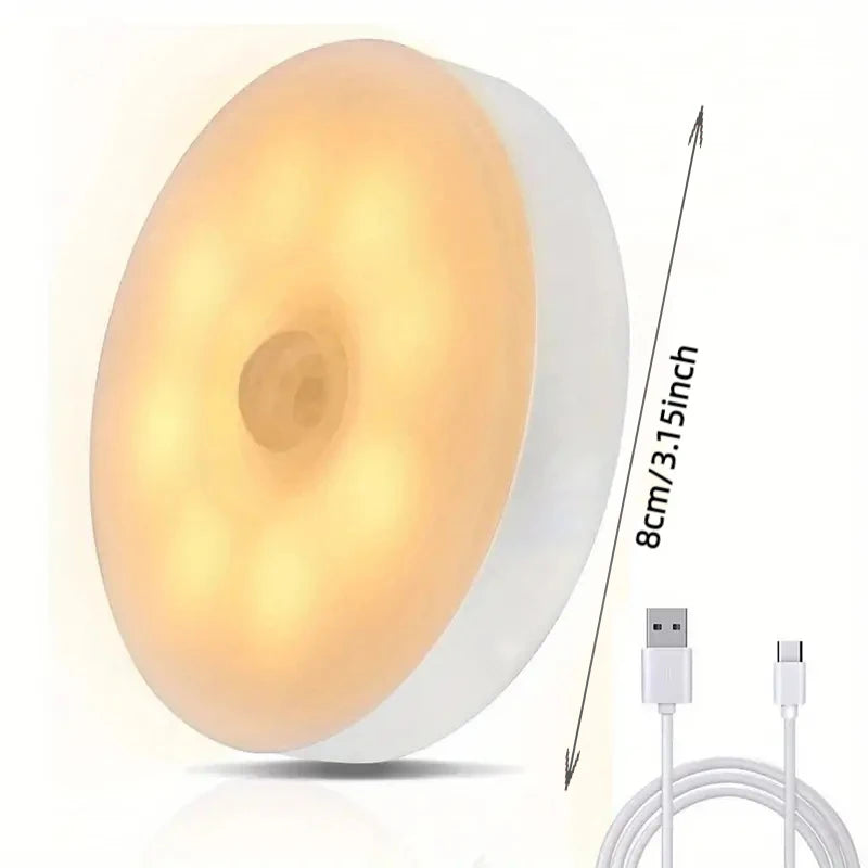 4pcs Motion Sensor LED Night Light USB Rechargeable Night Lamp For Kitchen Cabinet Wardrobe Lamp Staircase Wireless Closet Light