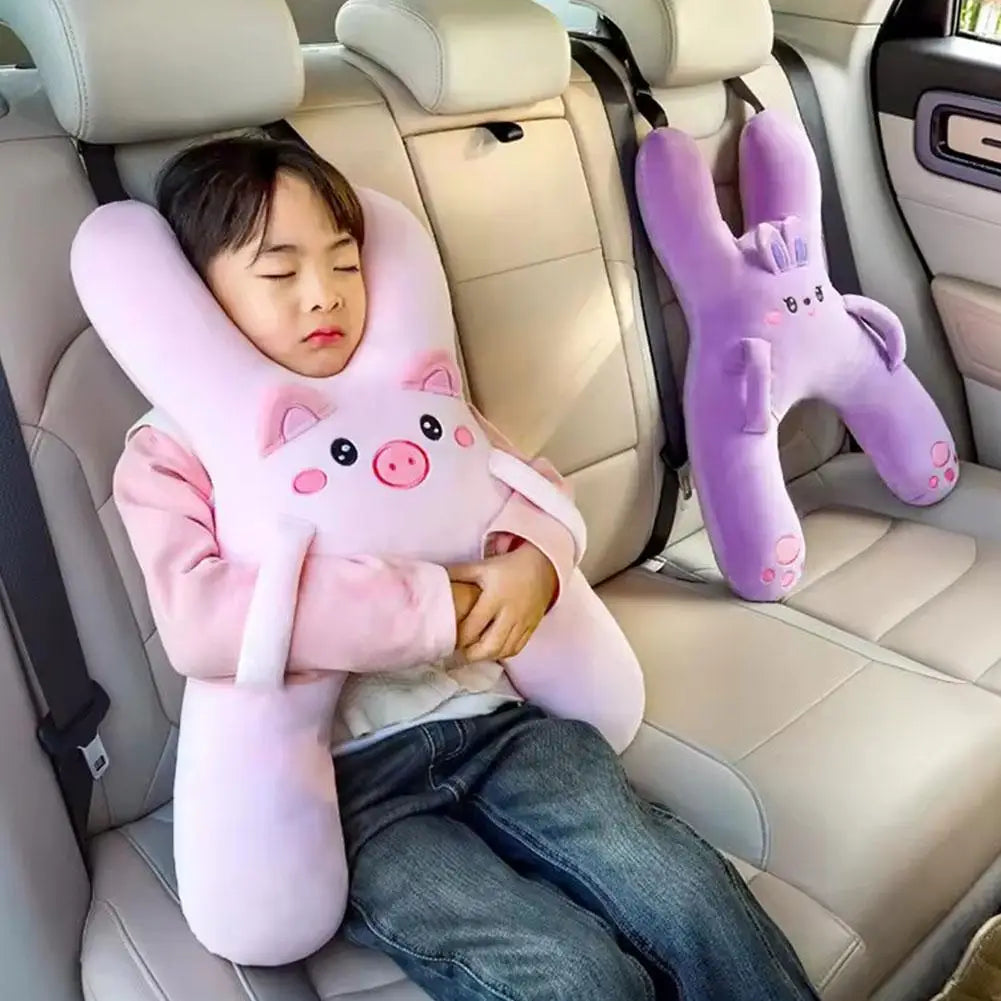1Set Car Cute Cartoon Pillow Car Mounted Child Sleeping Pillow Car Removable Comfortable Breathable Headrest Lumbar Support