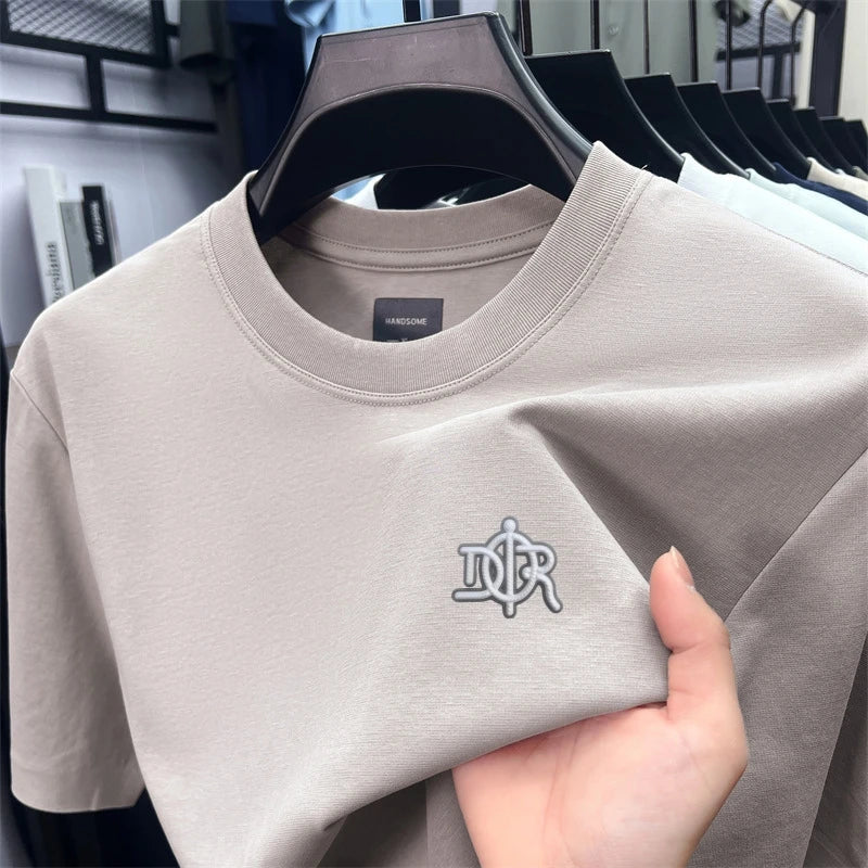 2026 New Light Luxury Men's T-shirt, Round Neck Letter Print Brand Short-sleeve, Stylish and Breathable Men's Top