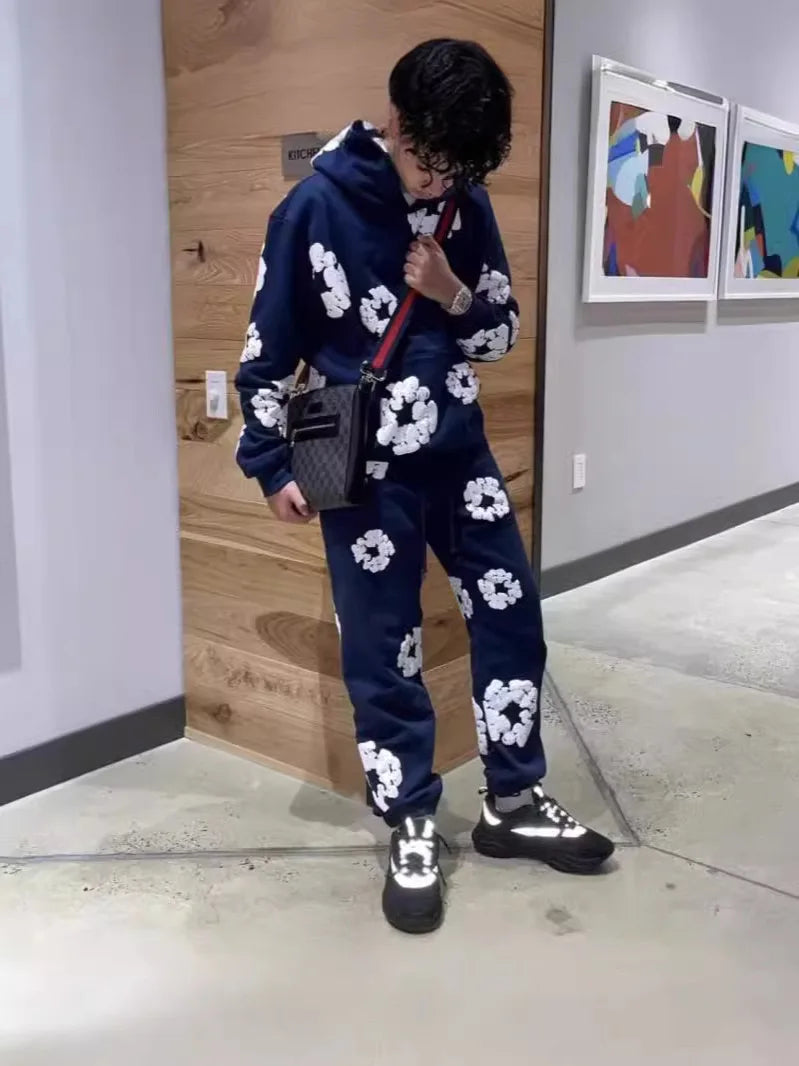 DENIM TEARS brand hot selling new fashionable foam cotton printed hoodie, European and American fashionable men's sports suit