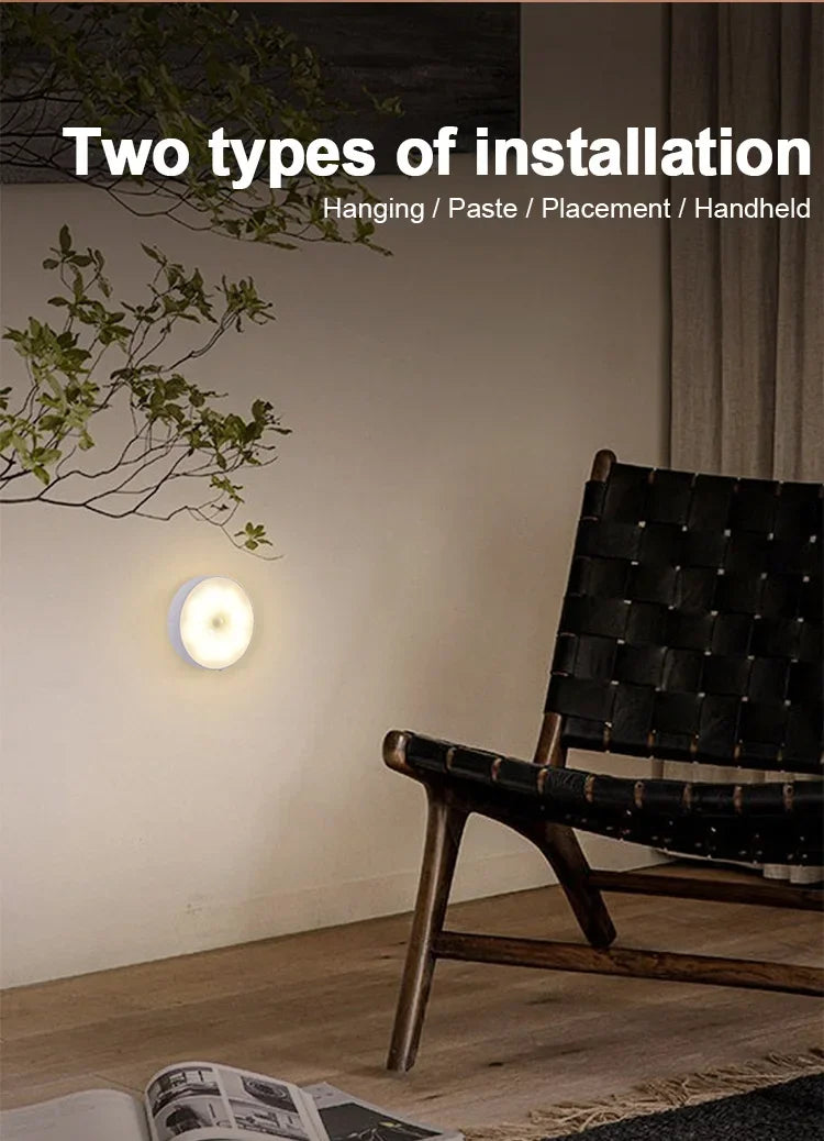 3PCS LED Motion Sensor Light Night Light USB Rechargeable Night Lamp for Kitchen Cabinet Wardrobe Lamp Staircase Closet Light