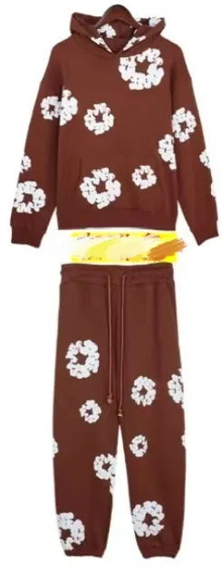 DENIM TEARS brand hot selling new fashionable cotton foam printed hoodie, European and American trendy men's sports suit