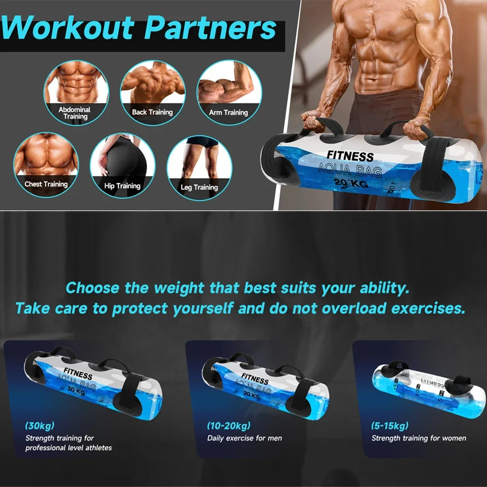 1PCS Water Weights Aqua Bag, Workout Sandbag Alternative Strength Training Sand Bag Portable – Balance Training for Home Gym