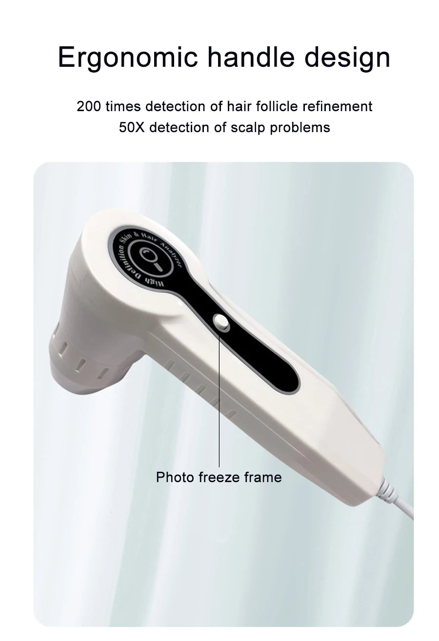 10 Inch LCD Scalp Detector Digital Hair Skin Analyzer Microscope for Hair Follicle Testing and Skin Analysis Magnifier 50/200X