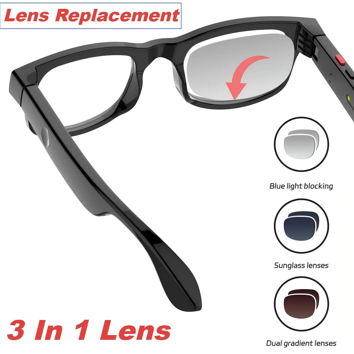 500W AI Smart Camera Sunglasses 3in1 lens ChatGPT Translation Voice Control WiFi Bluetooth HD1080P Shooting Intelligent Glasses