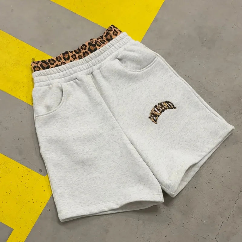 2025 new Y2K trendy high-quality cross-border leopard Embroidered casual sports men's and women's hooded sweatshirt pants