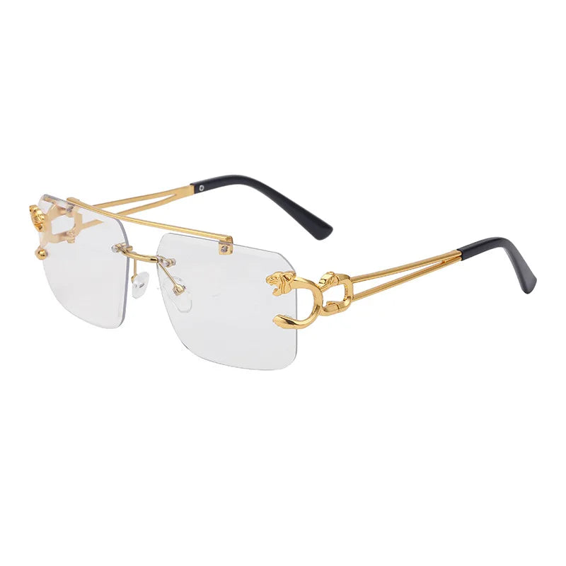 Box Trimmed Double Beam Leopard Head Sunglasses For Men And Women, UV Resistant Sunglasses, Trendy Sunglasses 90168