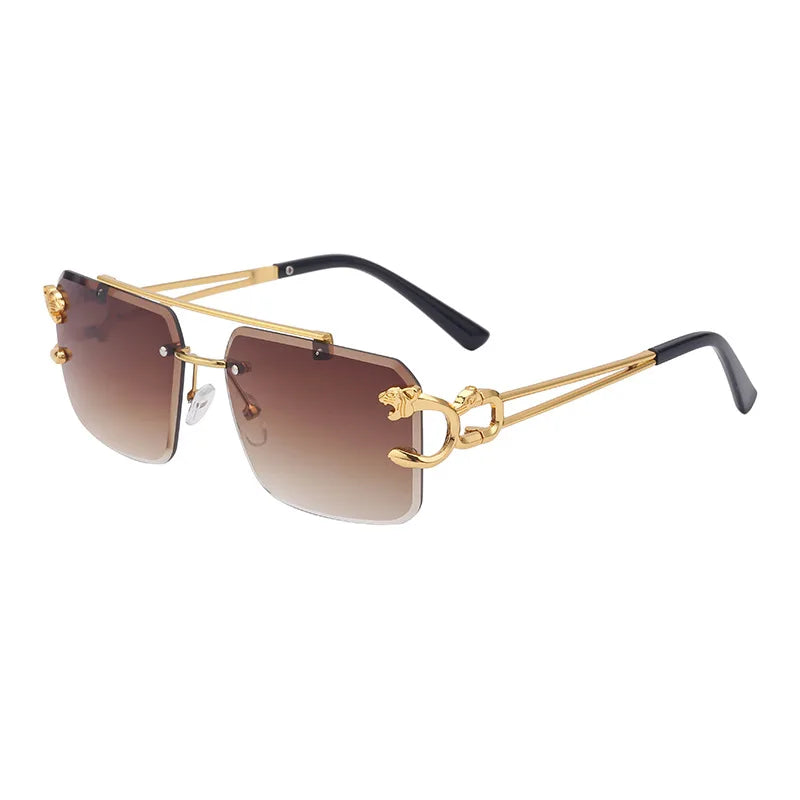 Box Trimmed Double Beam Leopard Head Sunglasses For Men And Women, UV Resistant Sunglasses, Trendy Sunglasses 90168
