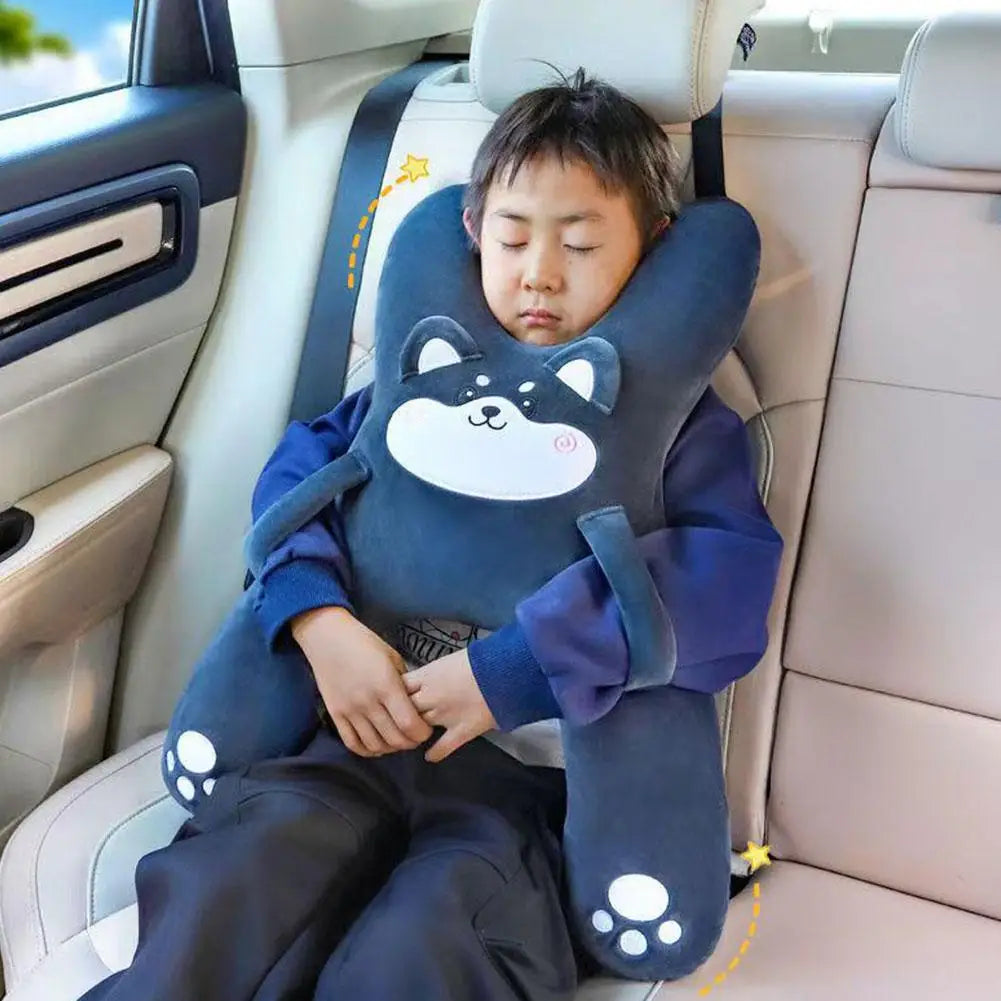1Set Car Cute Cartoon Pillow Car Mounted Child Sleeping Pillow Car Removable Comfortable Breathable Headrest Lumbar Support