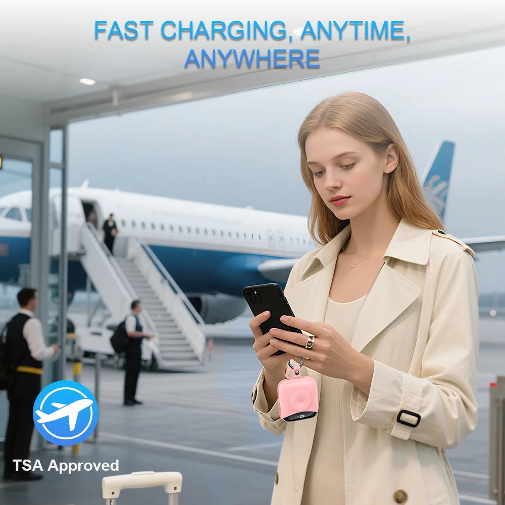 10000mAh 22.5W Fast Charging Power Bank with Built-in Cables, 4-in-1 Portable Charger with LED Display & Keychain for iWatch