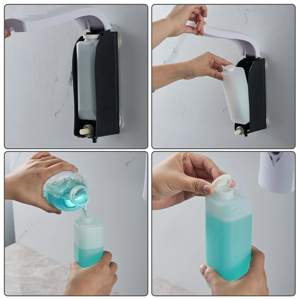 1pc EasyInstall Wall-Mounted Soap Dispenser with Suction Cup, Plastic, No Drilling Required, Operation for Shampoo, Hand Soap,