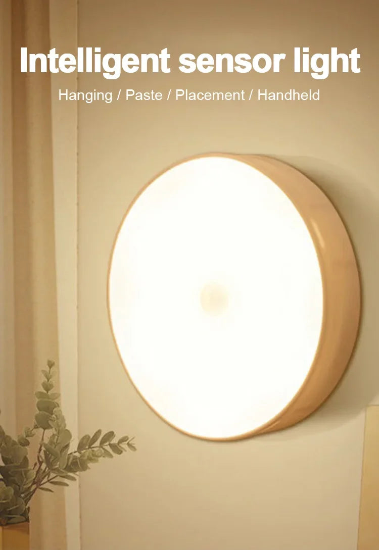 3PCS LED Motion Sensor Light Night Light USB Rechargeable Night Lamp for Kitchen Cabinet Wardrobe Lamp Staircase Closet Light