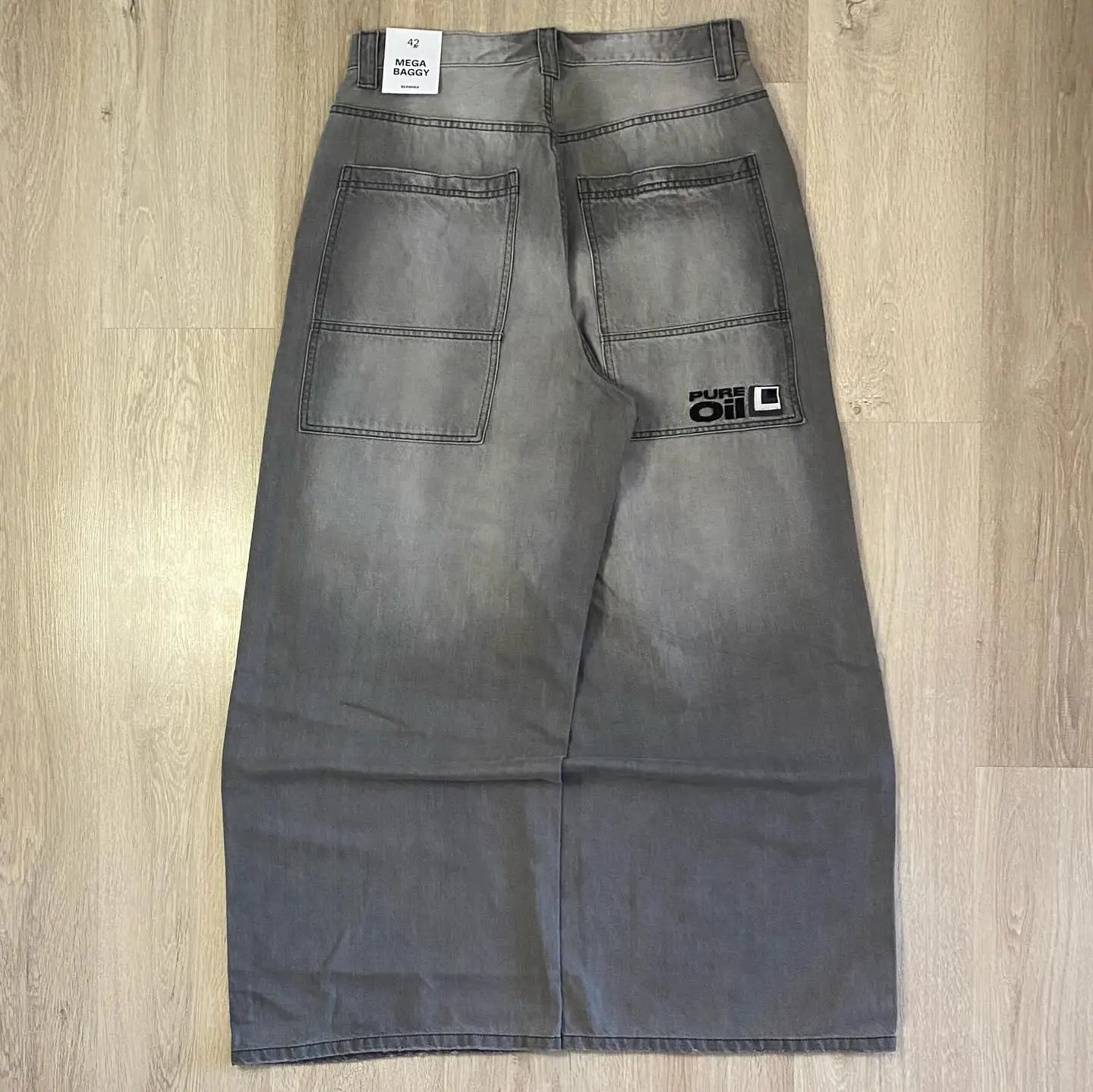 American New Fashion Oversize Pattern Embroidered Baggy Jeans Men Y2K Gothic Harajuku Hip Hop Straight High Waist Wide Leg Pants