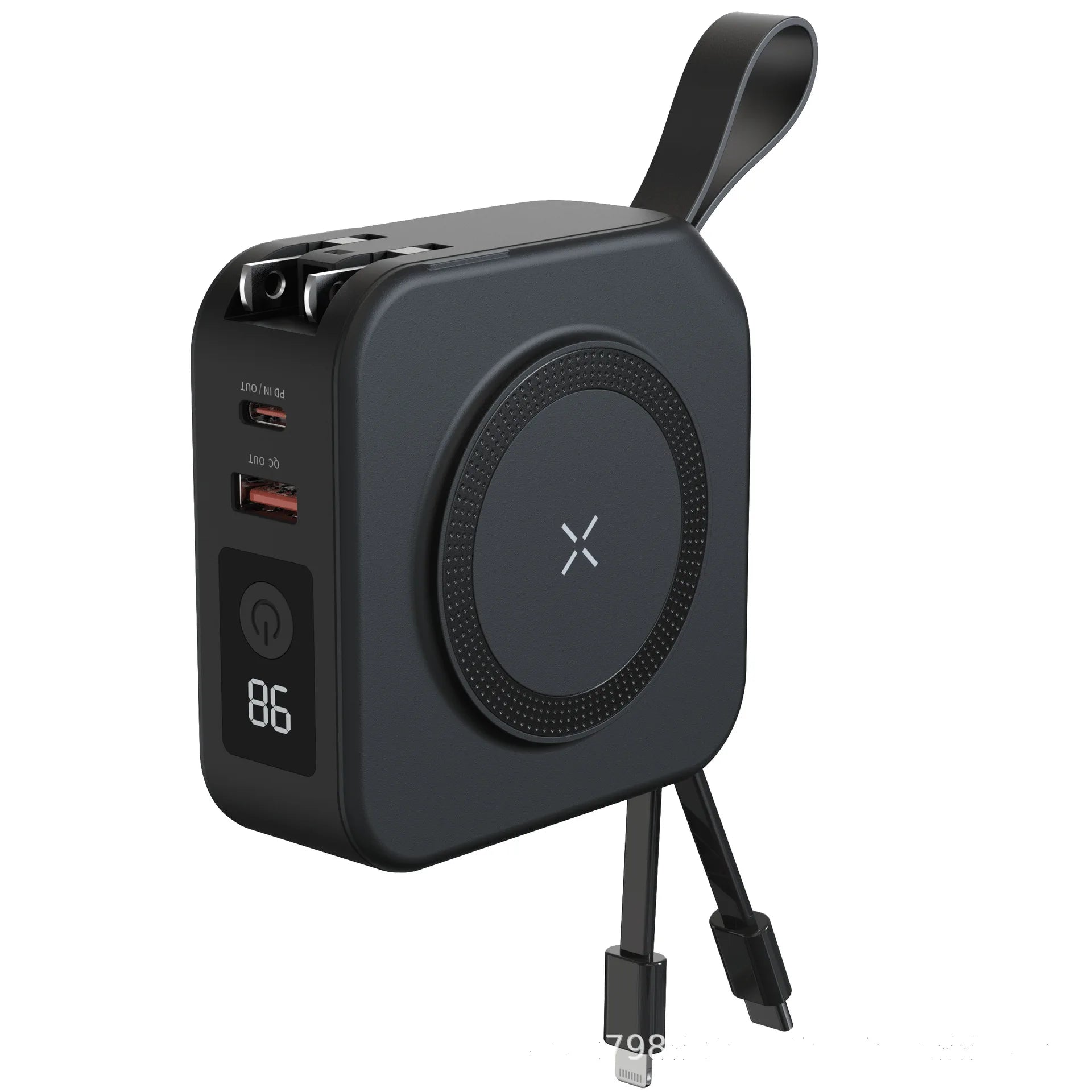 2025 New 10000Mah Multifunctional Magnetic Wireless Power Bank 22.5W Fast Charging AC Wall Plug-in 5-in-1 Mobile Power Supply