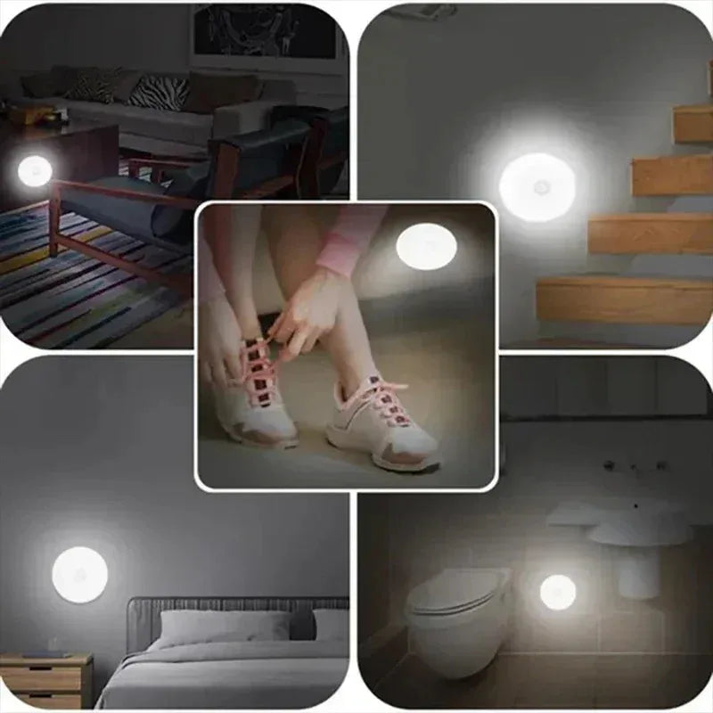 4pcs Motion Sensor LED Night Light USB Rechargeable Night Lamp For Kitchen Cabinet Wardrobe Lamp Staircase Wireless Closet Light