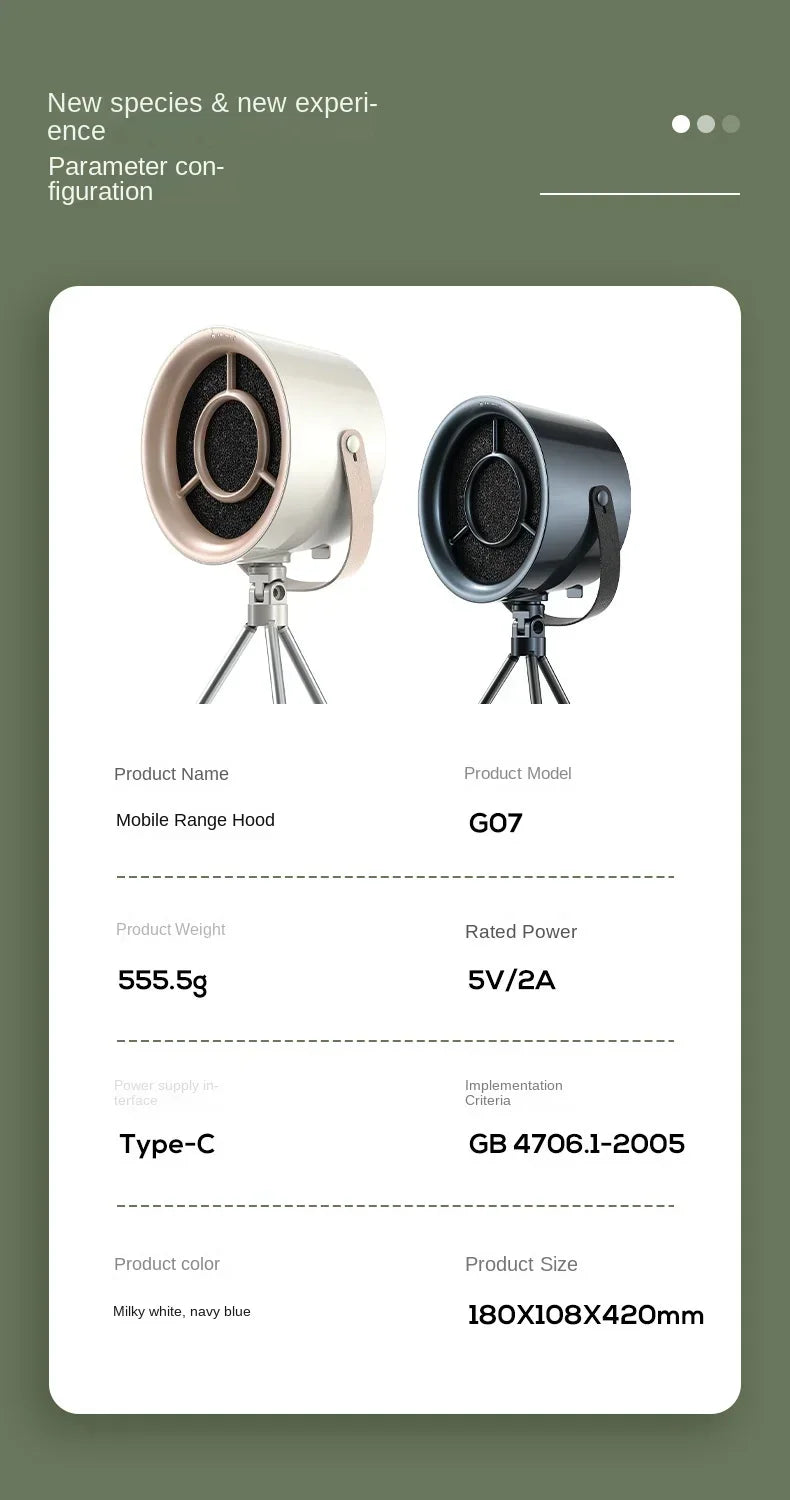 2025 New Portable Exhaust Fan Small Kitchen Hood Extractor Barbecue USB Supply Desktop Range Hoods Mini Suction Cooker Hood