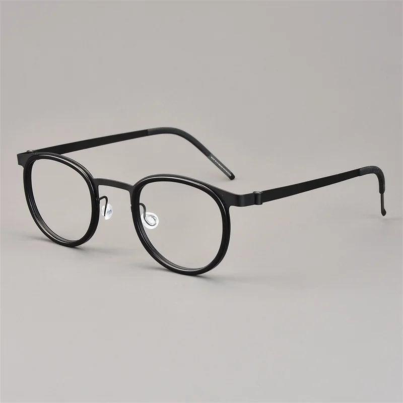 Denmark Ultralight Retro Round Glasses Frame Men Women 9704 Fashion Screwless Eyeglasses Titanium Acetate Oculos Classic Design