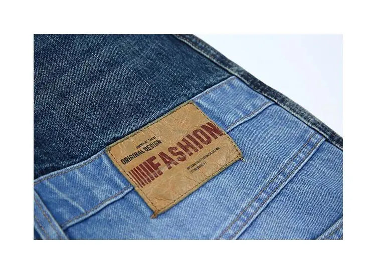 2025 Retro Washed Patch Jeans Men's Trendy Brand Loose Workwear Harem Trousers Trendy American Style