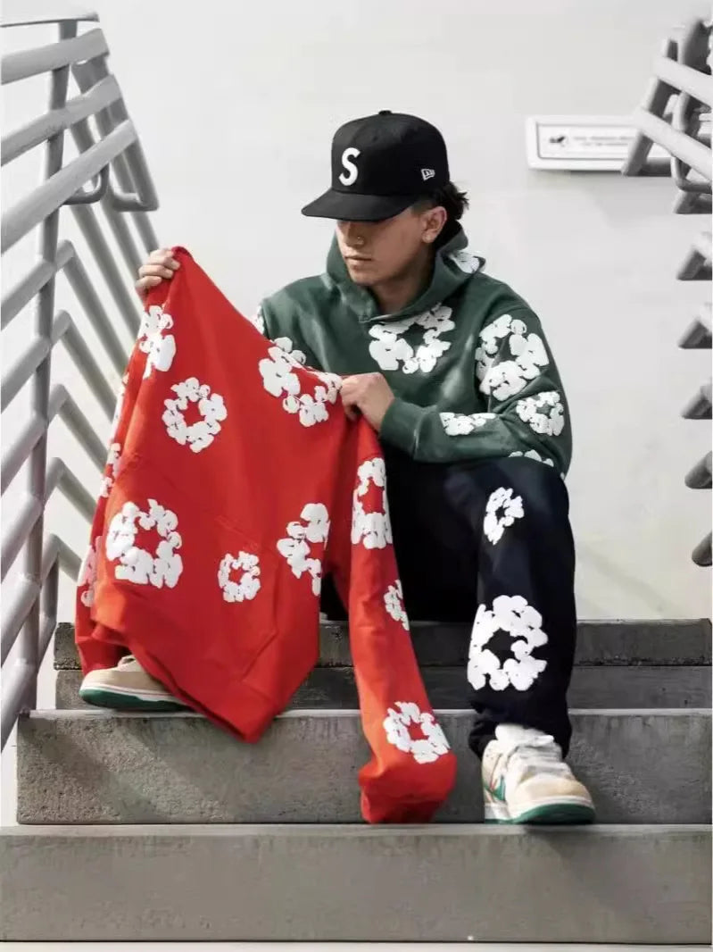 DENIM TEARS brand hot selling new fashionable foam cotton printed hoodie, European and American fashionable men's sports suit